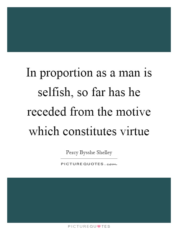 In proportion as a man is selfish, so far has he receded from the motive which constitutes virtue Picture Quote #1
