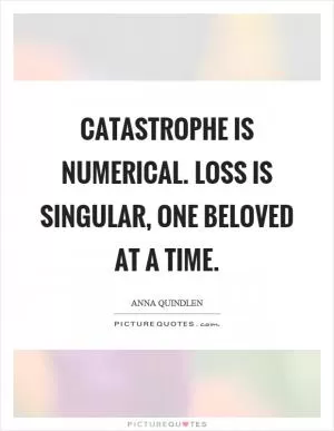 Catastrophe is numerical. Loss is singular, one beloved at a time Picture Quote #1