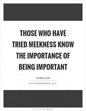 Those who have tried meekness know the importance of being important Picture Quote #1