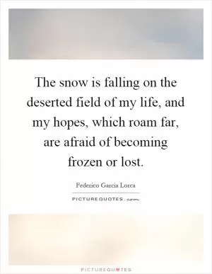 The snow is falling on the deserted field of my life, and my hopes, which roam far, are afraid of becoming frozen or lost Picture Quote #1
