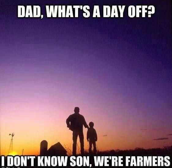 Dad, what's a day off? I don't know son, we're farmers Picture Quote #1