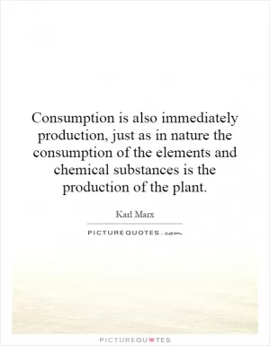 Consumption is also immediately production, just as in nature the consumption of the elements and chemical substances is the production of the plant Picture Quote #1