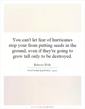 You can't let fear of hurricanes stop your from putting seeds in the ground, even if they're going to grow tall only to be destroyed Picture Quote #1