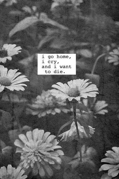 I go home, I cry, and I want to die Picture Quote #1