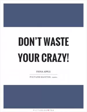 Don’t waste your crazy! Picture Quote #1