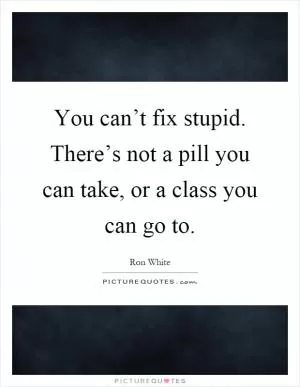 You can’t fix stupid. There’s not a pill you can take, or a class you can go to Picture Quote #1