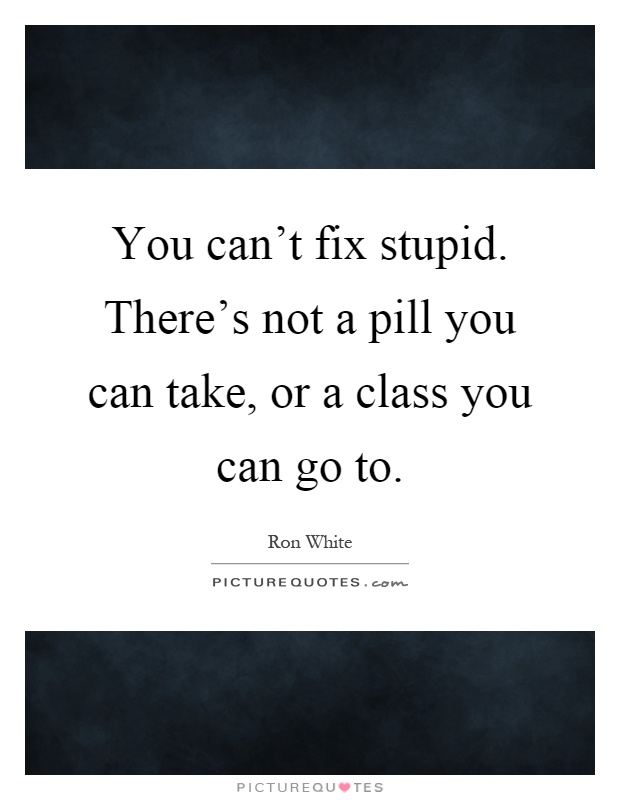 You can't fix stupid. There's not a pill you can take, or a class you can go to Picture Quote #1