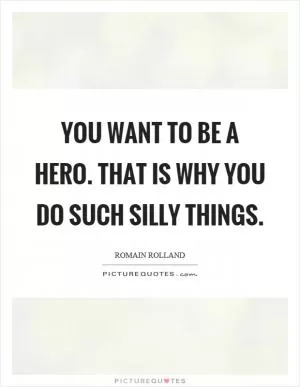 You want to be a hero. That is why you do such silly things Picture Quote #1