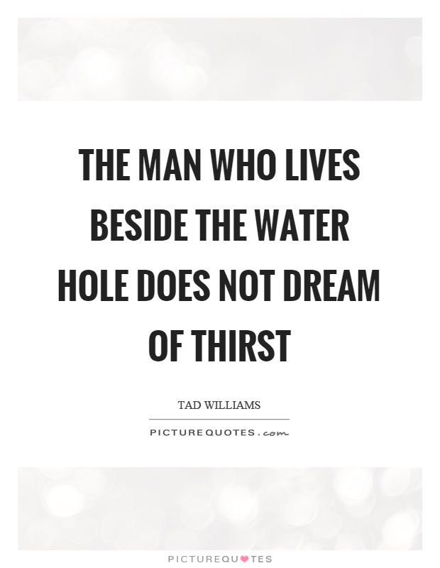 The man who lives beside the water hole does not dream of thirst Picture Quote #1