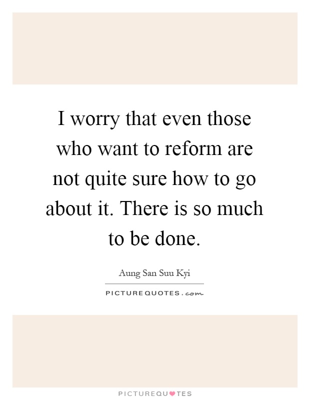 I worry that even those who want to reform are not quite sure how to go about it. There is so much to be done Picture Quote #1