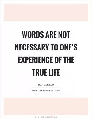 Words are not necessary to one’s experience of the true life Picture Quote #1