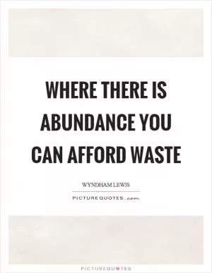 Where there is abundance you can afford waste Picture Quote #1