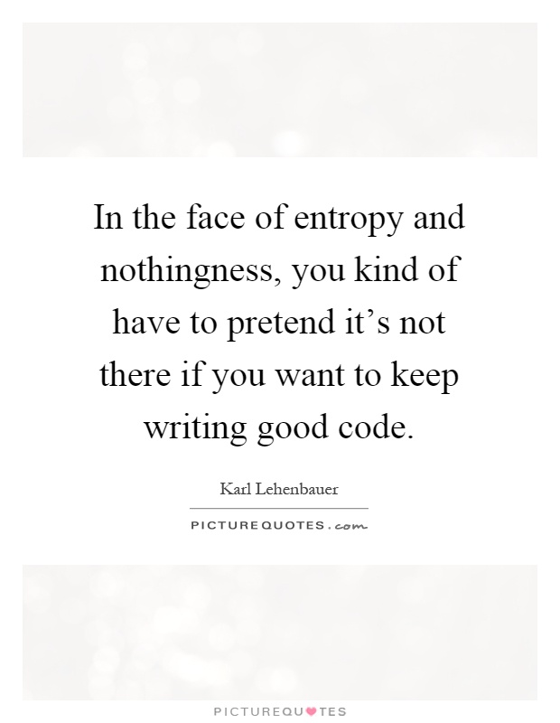 In the face of entropy and nothingness, you kind of have to pretend it's not there if you want to keep writing good code Picture Quote #1