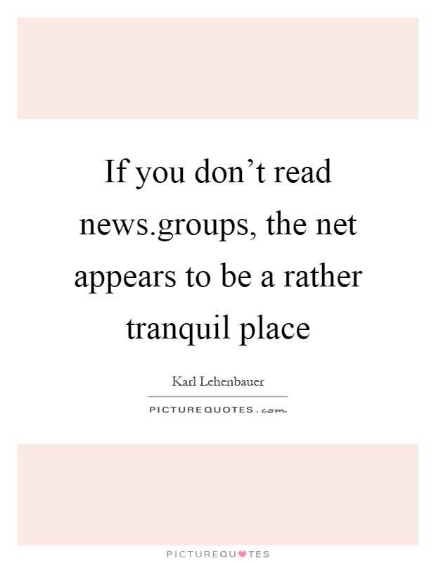 If you don't read news.groups, the net appears to be a rather tranquil place Picture Quote #1