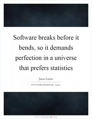Software breaks before it bends, so it demands perfection in a universe that prefers statistics Picture Quote #1