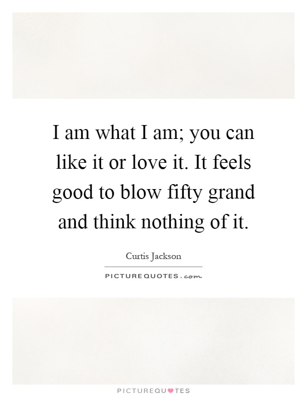 I am what I am; you can like it or love it. It feels good to blow fifty grand and think nothing of it Picture Quote #1