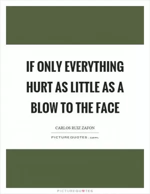 If only everything hurt as little as a blow to the face Picture Quote #1