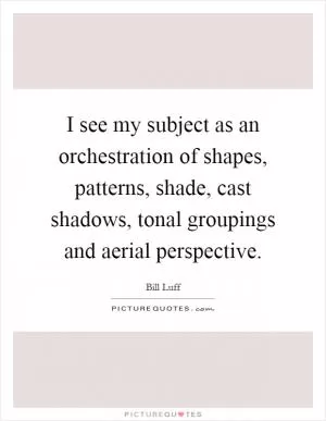I see my subject as an orchestration of shapes, patterns, shade, cast shadows, tonal groupings and aerial perspective Picture Quote #1