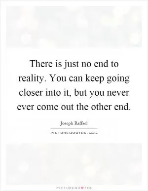 There is just no end to reality. You can keep going closer into it, but you never ever come out the other end Picture Quote #1