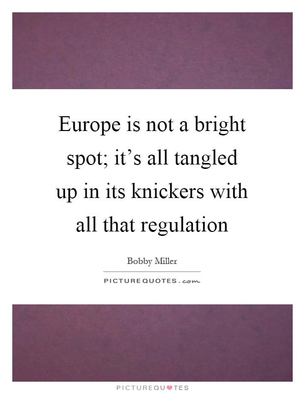 Europe is not a bright spot; it's all tangled up in its knickers with all that regulation Picture Quote #1