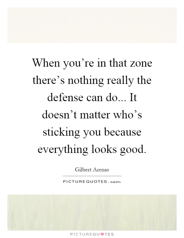 When you're in that zone there's nothing really the defense can do... It doesn't matter who's sticking you because everything looks good Picture Quote #1