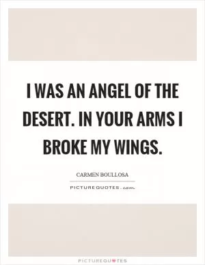 I was an angel of the desert. In your arms I broke my wings Picture Quote #1