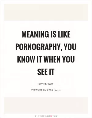Meaning is like pornography, you know it when you see it Picture Quote #1