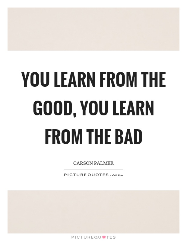 You learn from the good, you learn from the bad Picture Quote #1