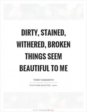 Dirty, stained, withered, broken things seem beautiful to me Picture Quote #1
