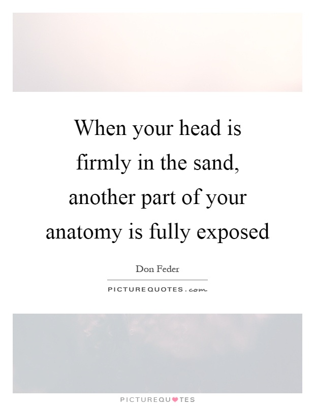 When your head is firmly in the sand, another part of your anatomy is fully exposed Picture Quote #1