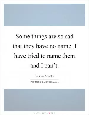 Some things are so sad that they have no name. I have tried to name them and I can’t Picture Quote #1