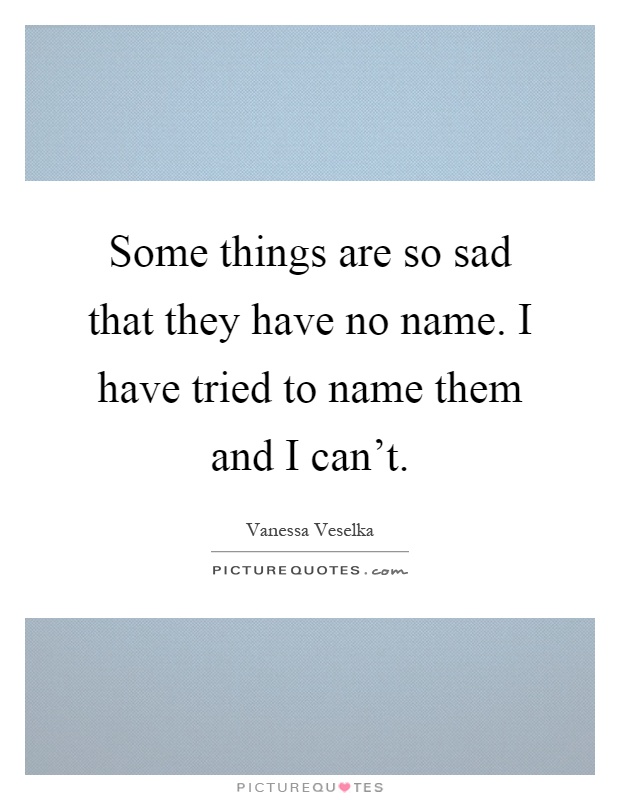 Some things are so sad that they have no name. I have tried to name them and I can't Picture Quote #1