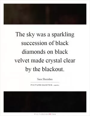 The sky was a sparkling succession of black diamonds on black velvet made crystal clear by the blackout Picture Quote #1