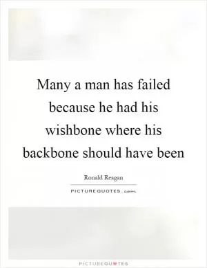 Many a man has failed because he had his wishbone where his backbone should have been Picture Quote #1