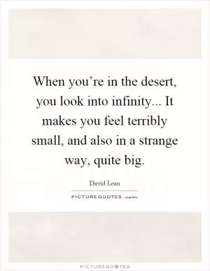 When you’re in the desert, you look into infinity... It makes you feel terribly small, and also in a strange way, quite big Picture Quote #1