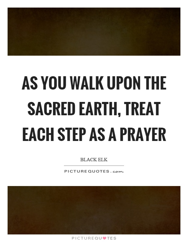 As you walk upon the sacred earth, treat each step as a prayer Picture Quote #1