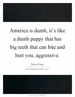 America is dumb, it’s like a dumb puppy that has big teeth that can bite and hurt you, aggressive Picture Quote #1