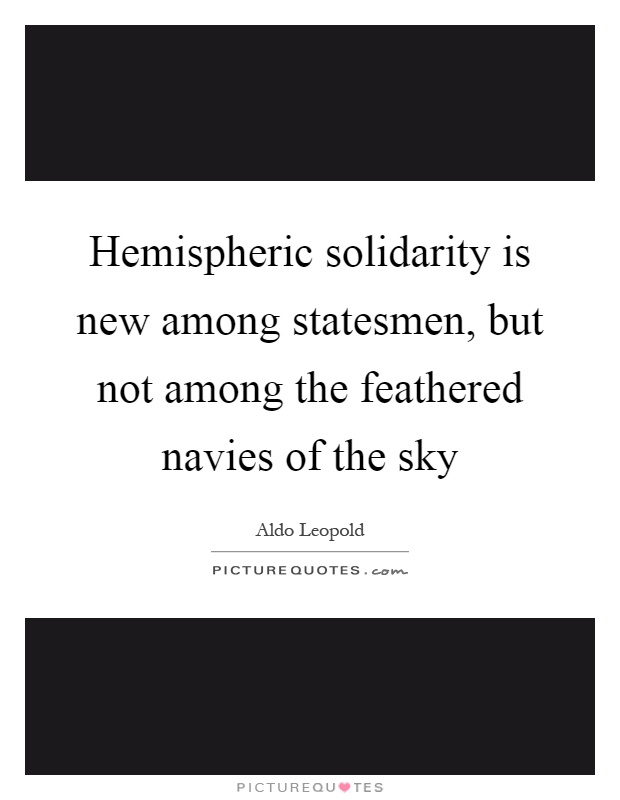 Hemispheric solidarity is new among statesmen, but not among the feathered navies of the sky Picture Quote #1