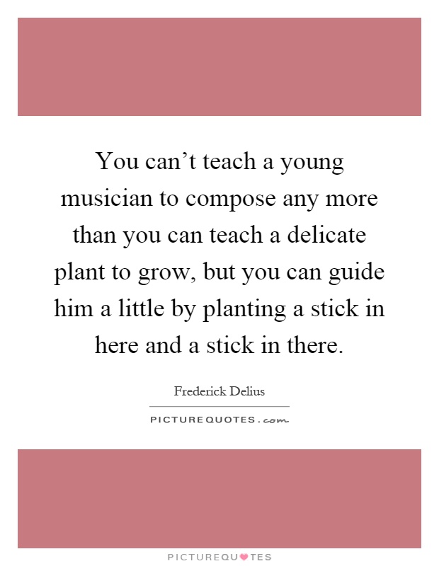 You can't teach a young musician to compose any more than you can teach a delicate plant to grow, but you can guide him a little by planting a stick in here and a stick in there Picture Quote #1