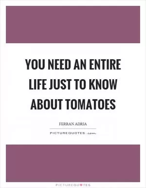 You need an entire life just to know about tomatoes Picture Quote #1