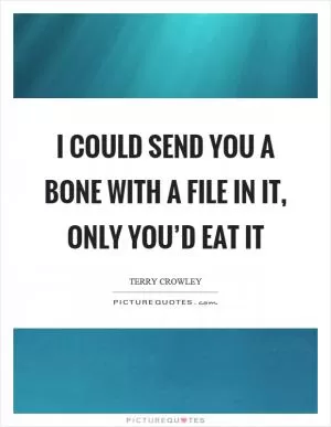 I could send you a bone with a file in it, only you’d eat it Picture Quote #1