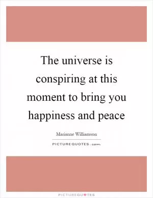 The universe is conspiring at this moment to bring you happiness and peace Picture Quote #1
