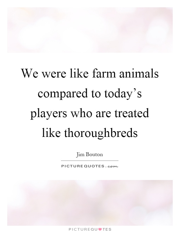 We were like farm animals compared to today's players who are treated like thoroughbreds Picture Quote #1