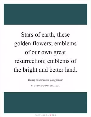 Stars of earth, these golden flowers; emblems of our own great resurrection; emblems of the bright and better land Picture Quote #1