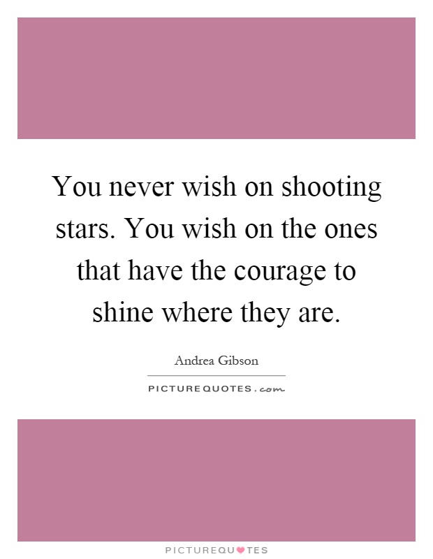 You never wish on shooting stars. You wish on the ones that have the courage to shine where they are Picture Quote #1