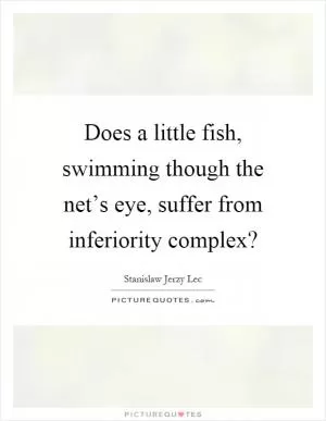 Does a little fish, swimming though the net’s eye, suffer from inferiority complex? Picture Quote #1