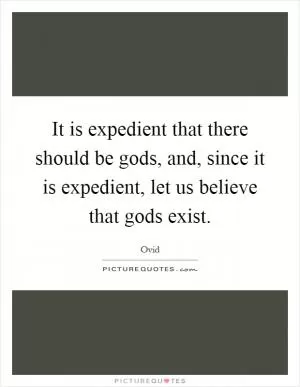 It is expedient that there should be gods, and, since it is expedient, let us believe that gods exist Picture Quote #1