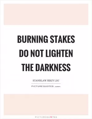 Burning stakes do not lighten the darkness Picture Quote #1