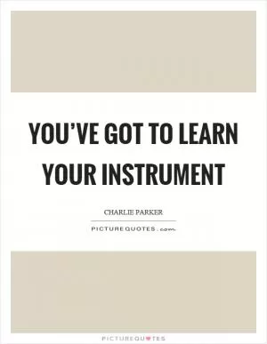 You’ve got to learn your instrument Picture Quote #1
