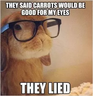 They said carrots would be good for my eyes. They lied Picture Quote #1